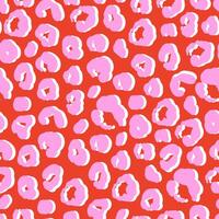 Abstract leopard seamless pattern, flat illustration. Trendy Y2K animal skin stylized background for fabric, textile and wrapping paper. Pink and red colors. vector