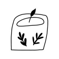 Cute candle in jar, hand drawn outline illustration isolated on white background. Home decor design element in doodle style. vector