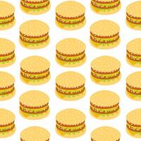 Hamburger pattern on white background vector