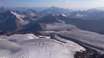 Patterns of glacial ice on Elbrus under a clear mountain sky video