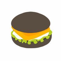 A hamburger with cheese and lettuce on it vector