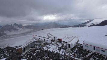 Snowy high-altitude slopes of Elbrus mountain with ice formations video
