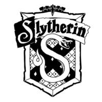 Harry Potter Slytherin logo in doodle style. Hogwarts Legacy game. Magic school of witchcraft and wizardry. Illustration isolated on white background. vector
