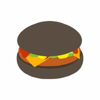 A hamburger with cheese and lettuce on a white background vector
