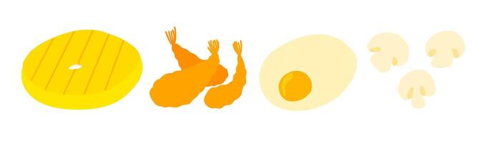 A set of eggs and a piece of bread vector