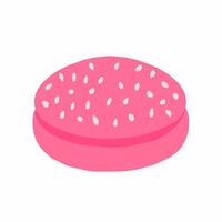 A pink hamburger with a pink bun on a white background vector