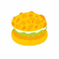 A hamburger with cheese and lettuce on top vector