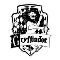 Harry Potter Gryffindor logo in doodle style. Hogwarts Legacy game. Magic school of witchcraft and wizardry. Illustration isolated on white background. vector