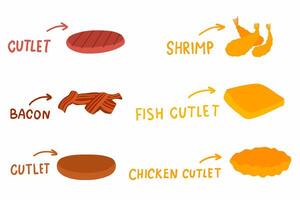 A diagram of different types of food vector