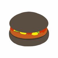 A hamburger with a black bun and cheese vector