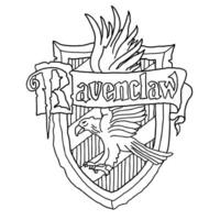 Harry Potter Ravenclaw logo in outline doodle style. Hogwarts Legacy game. Magic school of witchcraft and wizardry. Illustration isolated on white background. vector
