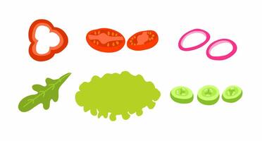 A set of vegetables and fruits on a white background vector
