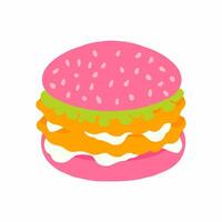 A hamburger is shown in a cartoon style vector