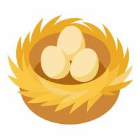Bird nest with eggs inside. Illustration on white background vector