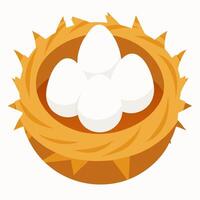 Cartoon bird nest with eggs inside. illustration on white background vector