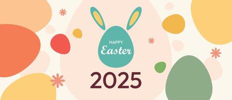 2025 easter, festive happy easter 2025, Horizontal poster, greeting card, header for website, simple design, Modern style design vector