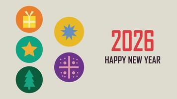 2026 Happy New Year design. Strong typography. Colorful. Happy new year 2026 design poster, Modern Flat Design Elements. Festive Ads, Web Poster, Flyers and Brochures, Greeting Cards, Covers vector