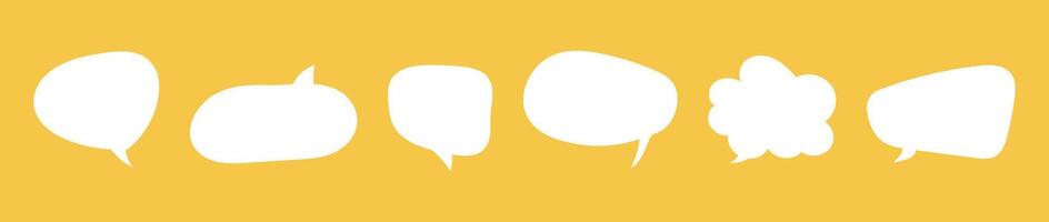 Speech bubbles for text set. Chatting symbol, template. Message balloons, stickers, social media chat box. Doodle style forms. Information, idea, speak sign, quote mockups, dialogue minimalist frames vector
