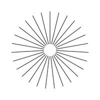 Radial circle black lines. Circular lines design element. Symbol of Sun star rays. Flat minimalist pattern. Spokes with radiating stripes. Abstract illusion geometric shape. vector