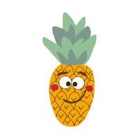 Funny pineapple character with eyes, eyebrows and mouth vector