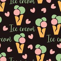 Seamless pattern ice cream balls in a waffle cone vector
