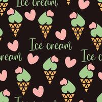 Seamless pattern pistachio cone with cream vector