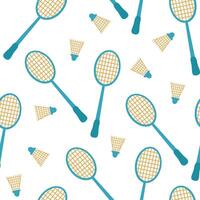 Seamless pattern badminton, rackets and shuttlecocks on white vector