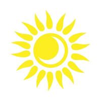 Stylized sun with rays and moon inside vector