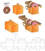 Donut Box packaging die cut template design. 3d mock-up vector
