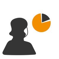 a person is looking at a pie chart vector