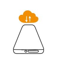 a phone with an orange cloud sharing on top of it vector