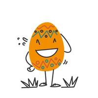 an illustration of an orange egg with a smile vector