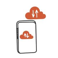 mobile cloud storage how to use it in doodle vector