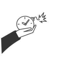 hand holding a clock with a bomb on it vector