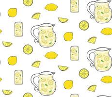 Citrus fruits lemonade seamless pattern. graphic line ink illustration for package, kitchen design, fabric and textile. vector