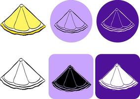 Lemon slice single logo object isolated illustration in graphic line ink design. Fresh summer fruit clipart on colored background. For logo, web, package, sticker. vector