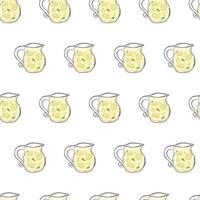 seamless pattern with lemonade. graphic line ink illustration. vector