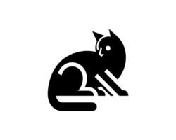 A black and white cat icon on a white background vector