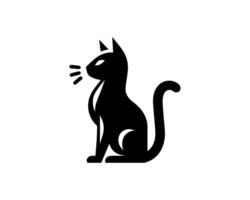 A black cat is sitting on a white background vector