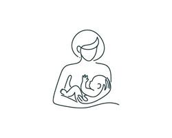 Breastfeeding mother line icon, illustration, outline sign, illustration vector
