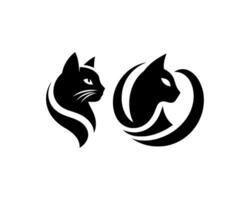 Two black and white cat logos on a white background vector