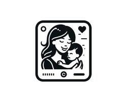 A mother and child are in a photo frame vector