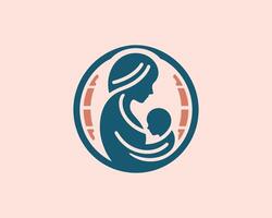 Mother and child logo design vector