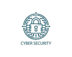 Cyber security logo with lock and key vector