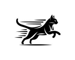 A black cat running logo on a white background vector