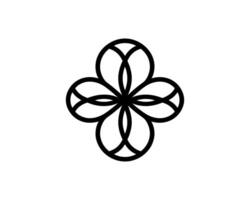 A black and white image of a flower with four petals vector