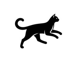 A black cat running on a white background vector