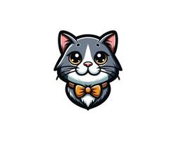 A cartoon cat with a bow tie on its head vector