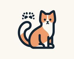 A cat is sitting on the ground with paw prints vector