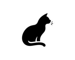 A black and white silhouette of a cat vector